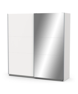ARMADIO "GHOST" BIANCO CON ANTE SCORREVOLI E SPECCHIO, 194X59X203 CM